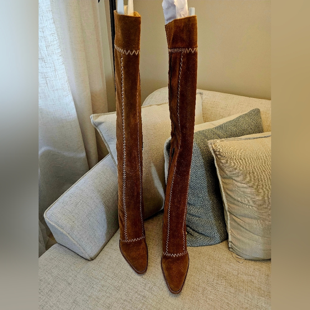 Spell & The Gypsy Zephyr Tan Over the Knee Boots Size 40 NEW - Picture 12 of 13